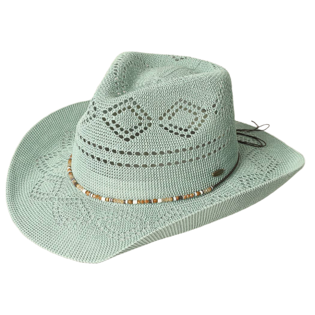 SSR Women's Eco-Friendly Woven Cowboy Panama Adjustable Sun Hat - Mint