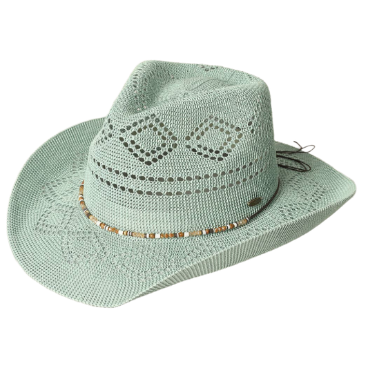 SSR Women's Eco-Friendly Woven Cowboy Panama Adjustable Sun Hat - Mint