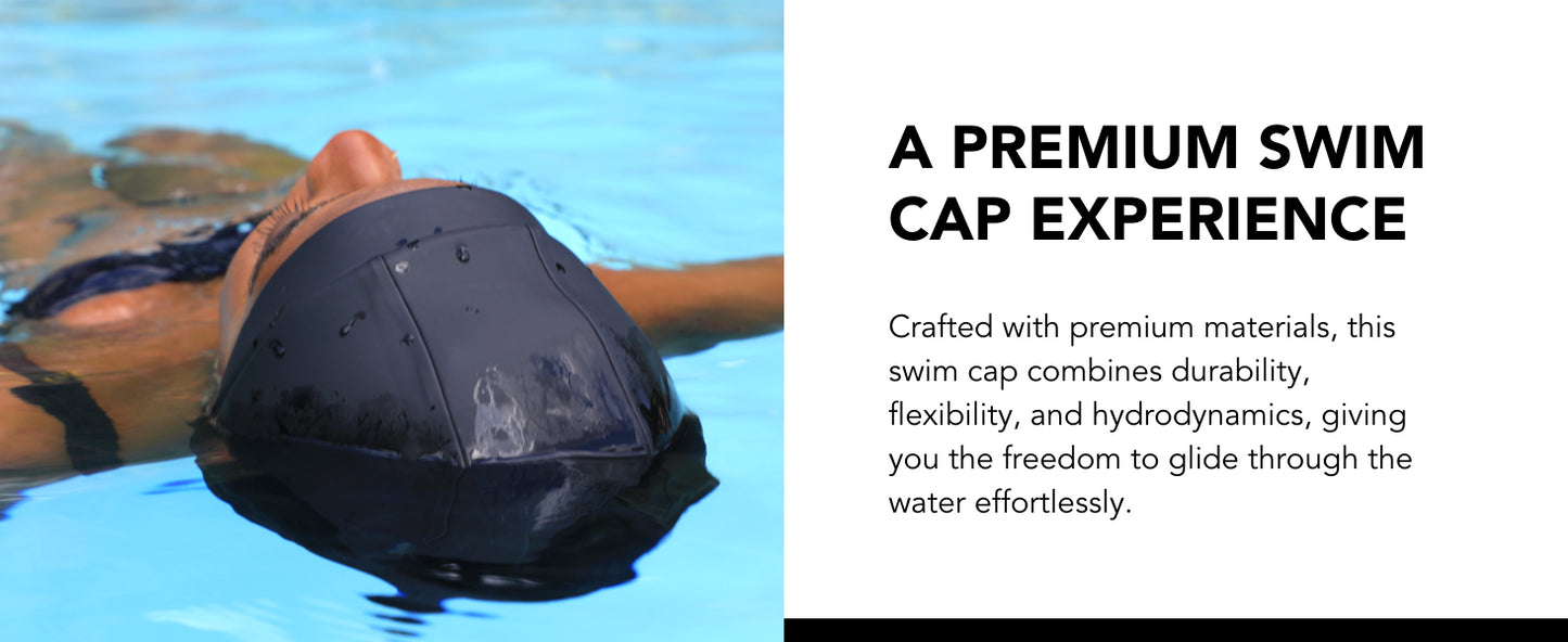 Hairbrella Satin-Lined Waterproof Adjustable Swim Cap - Black