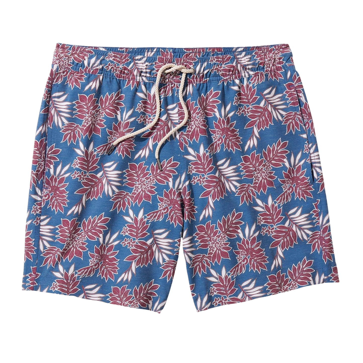 Fair Harbor Men's The Bayberry Swim Trunk Boardshorts - Navy Crimson Leaves