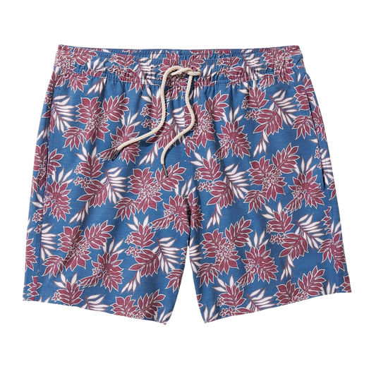 Fair Harbor Men's The Bayberry Swim Trunk Boardshorts - Navy Crimson Leaves