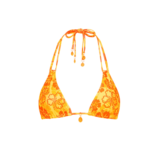 Kulani Kinis Halter Bralette Bikini Top - Tangerine Dreams