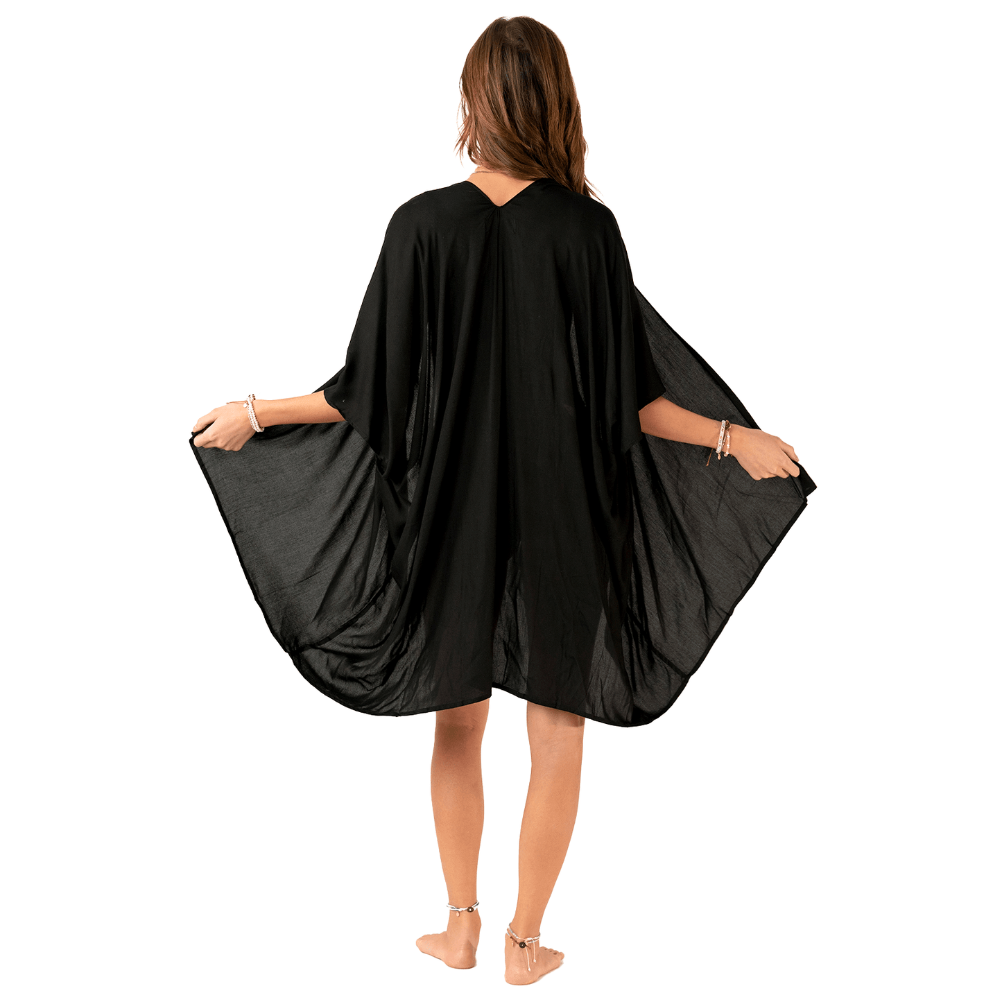 Lotus and Luna Beach Kimono Coverup - Black