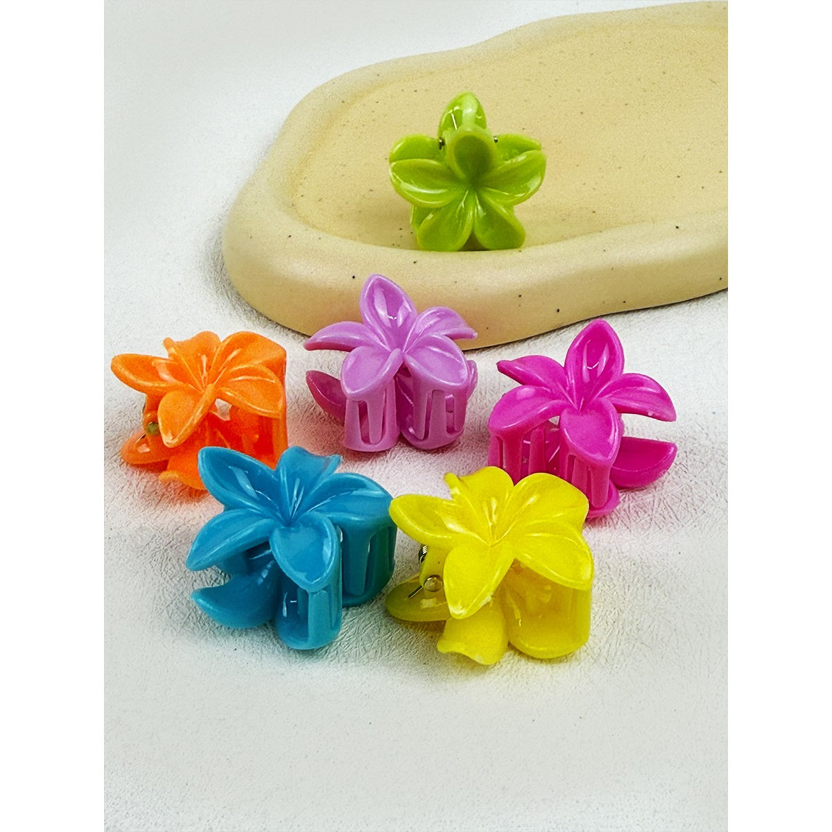 SSR Melody Mini Plumeria Hair Claw Clip Colorful 6 pack