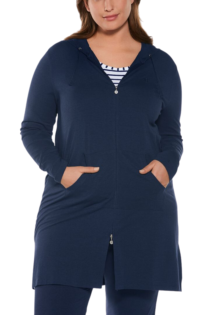 Coolibar Cabana Hoodie Coverup UPF 50 Navy