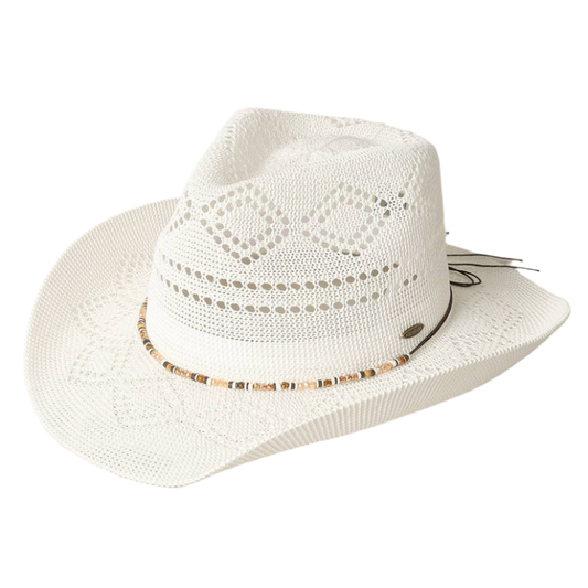 SSR Women's Eco-Friendly Woven Cowboy Panama Adjustable Sun Hat - White