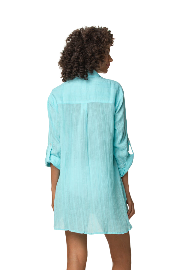 Helen Jon Relaxed Shirt Dress - Aqua