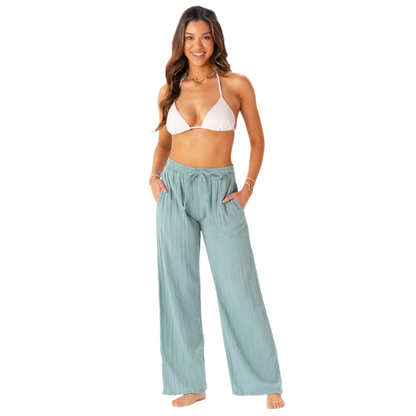 Lotus and Luna Wide Leg Cabana Pants - Aqua