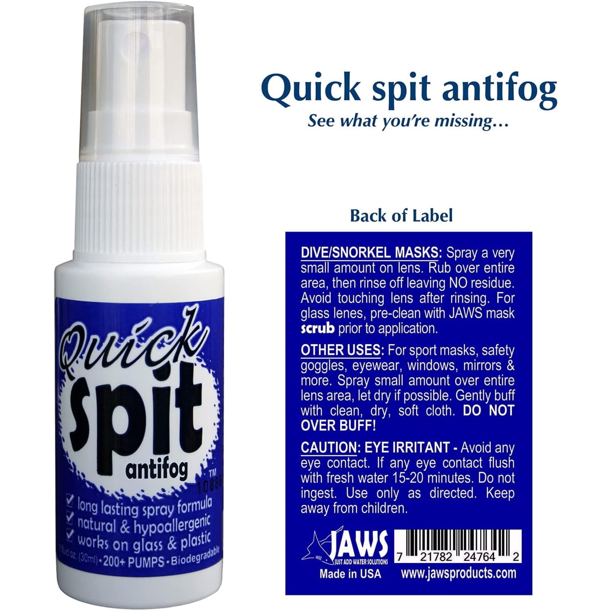 Jaws Quick Spit Antifog With JAWS Cloth