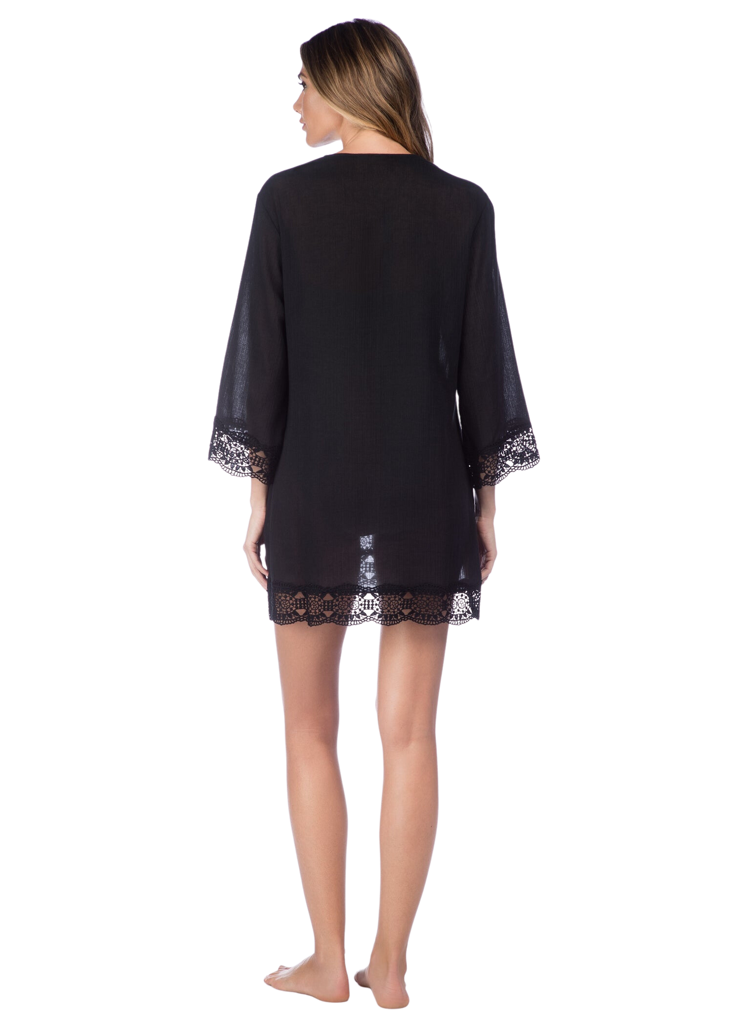 La Blanca Island Fare V-Neck Tunic Coverup - Black - FINAL SALE