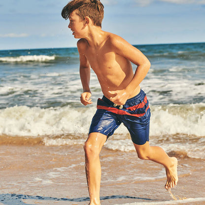 Fair Harbor Kid's Anchor  Swim Trunk Boardshort - Red Stripe