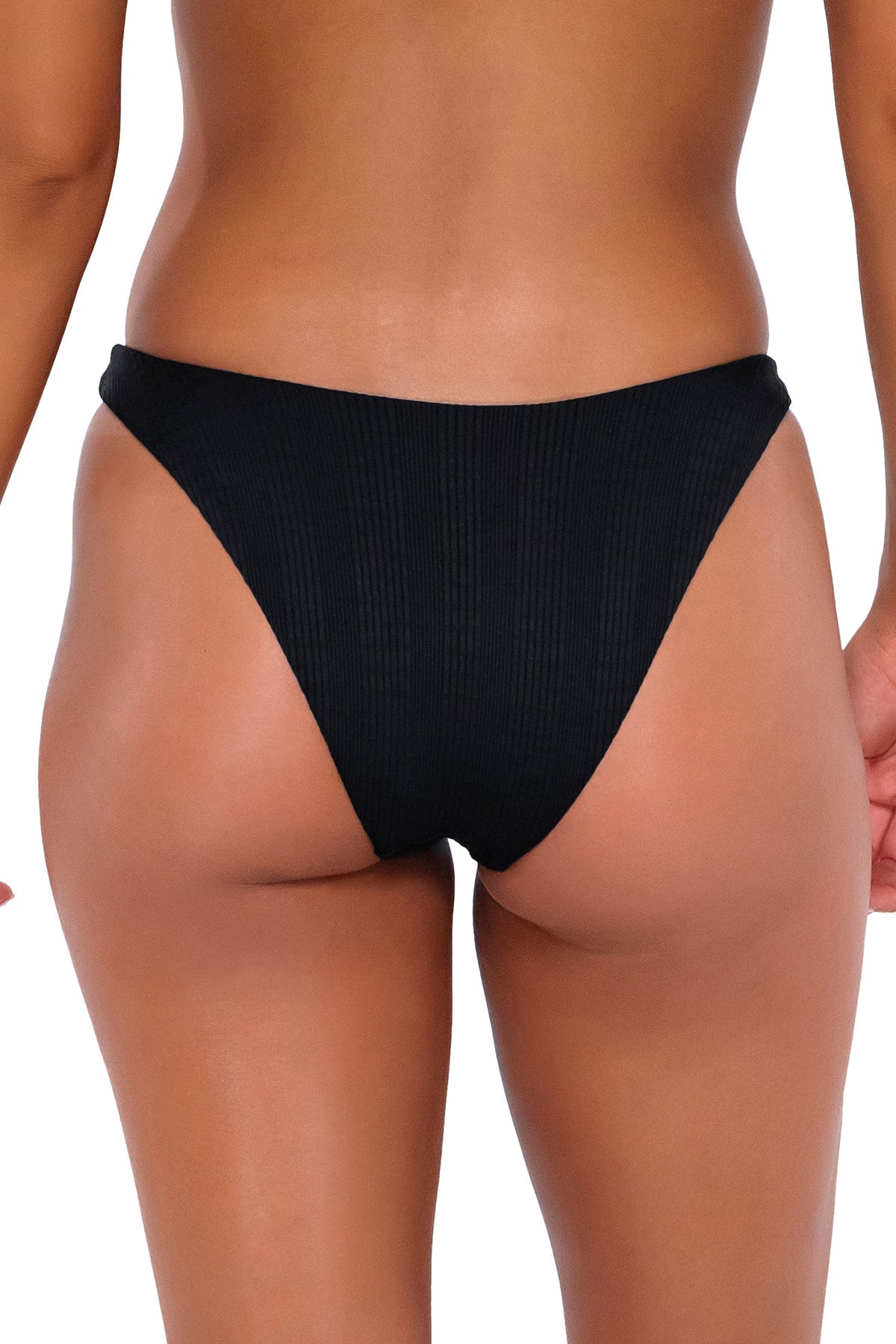 B Swim Carly Bikini Bottom - Black Baja Rib