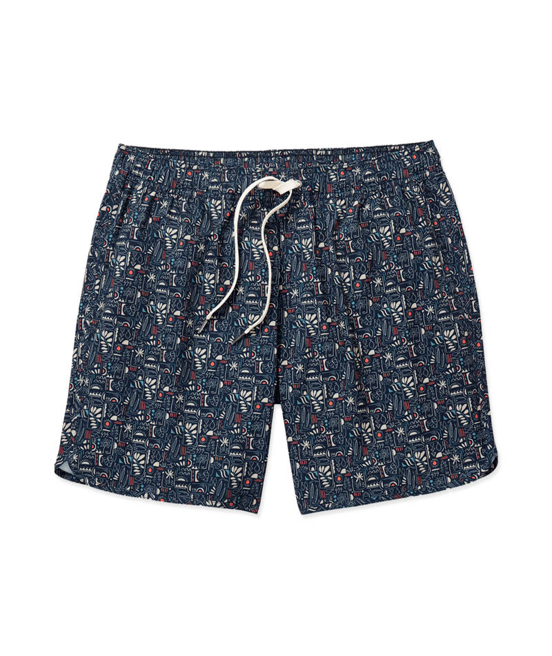 Fair Harbor The Anchor Men's Boardshort - Black Sketched Summer