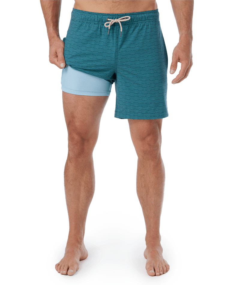 Fair Harbor Men's The Bayberry Swim Trunk Boardshorts - Green Waves