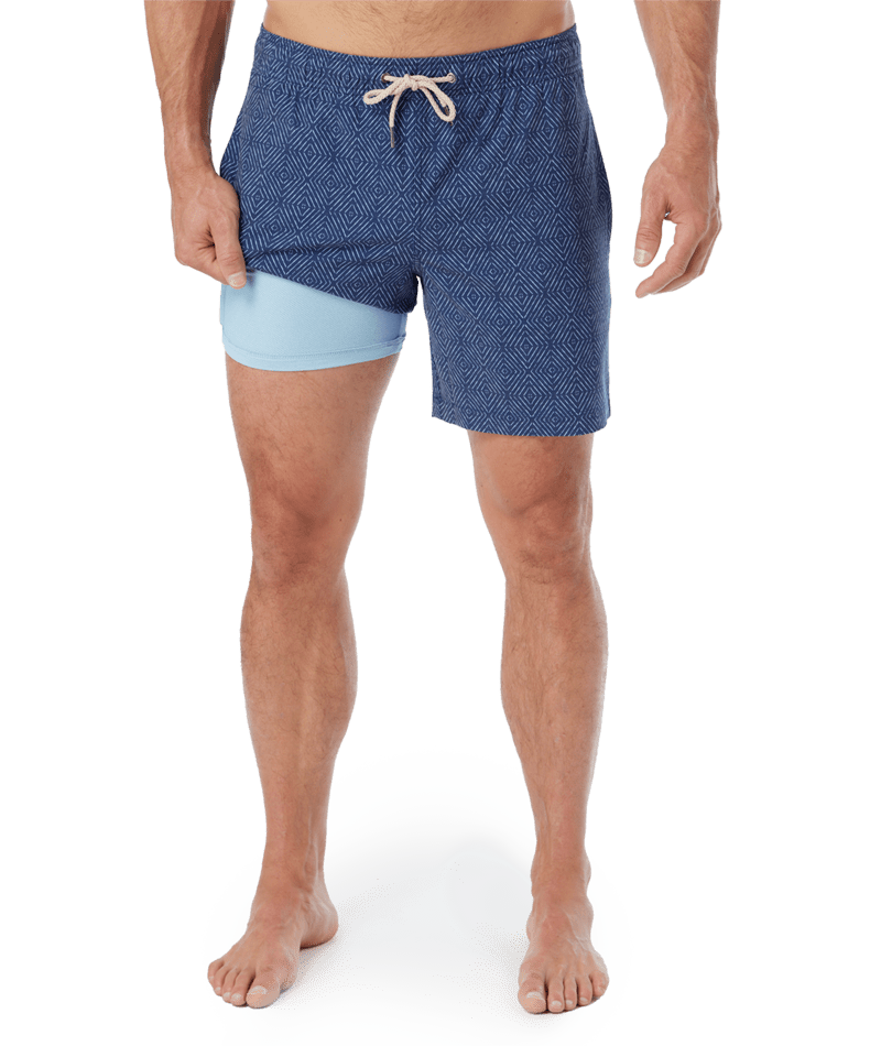 Fair Harbor Men's The Bayberry Swim Trunk Boardshorts - Navy Shibori