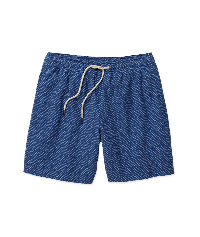 Fair Harbor Men's The Bayberry Swim Trunk Boardshorts - Navy Shibori