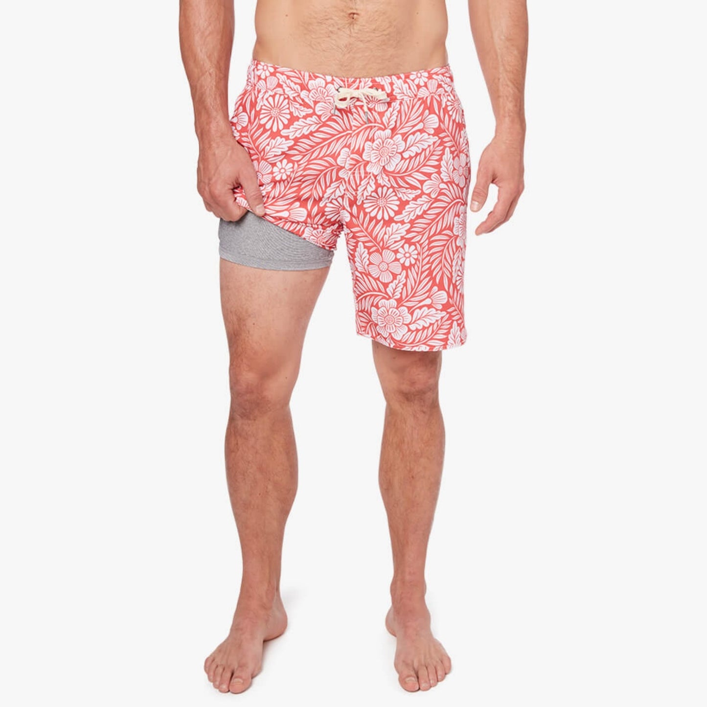 Fair Harbor The Anchor Men's  Swim Trunk Boardshort - Red Hawaiian Floral - FINAL SALE