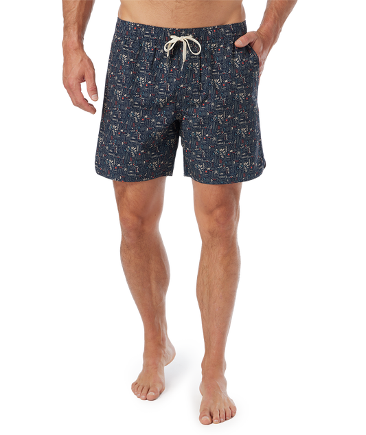 Fair Harbor The Anchor Men's Boardshort - Black Sketched Summer