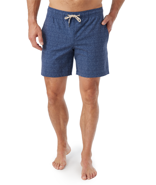 Fair Harbor Men's The Bayberry Swim Trunk Boardshorts - Navy Shibori