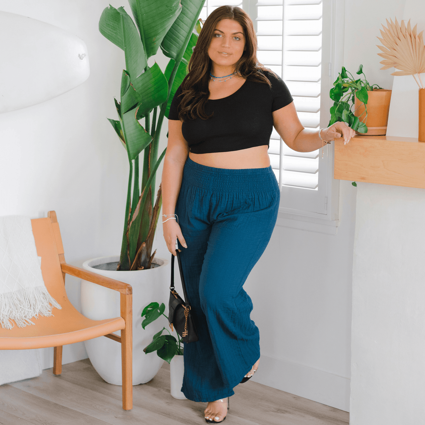 Lotus and Luna Wide Leg Cotton Pants - Pacific