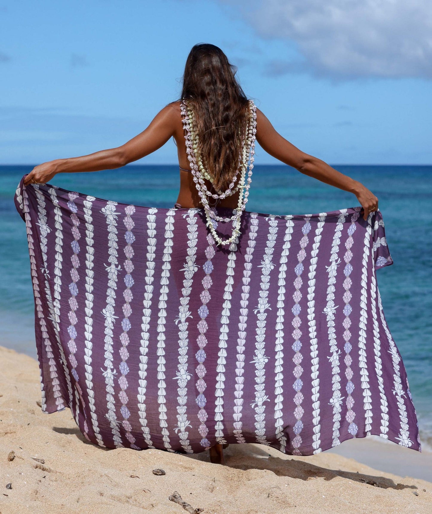 Tag Aloha Co Crown Flower Pareo Sarong - Purple