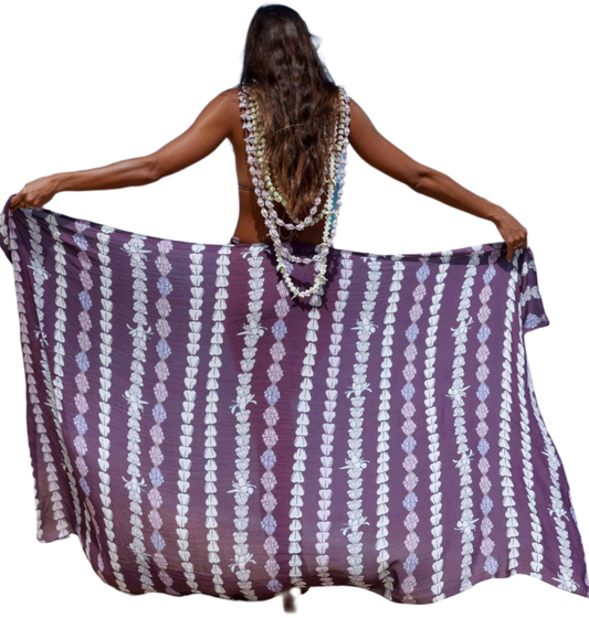 Tag Aloha Co Crown Flower Pareo Sarong - Purple