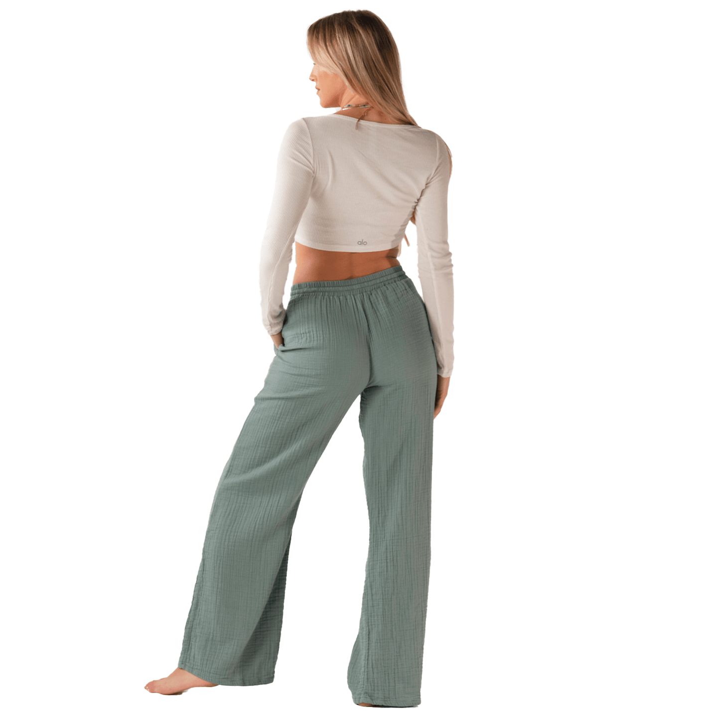 Lotus and Luna Wide Leg Cabana Pants - Sage