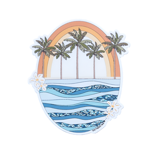 The Happy Sea Retro Rainbow Sticker