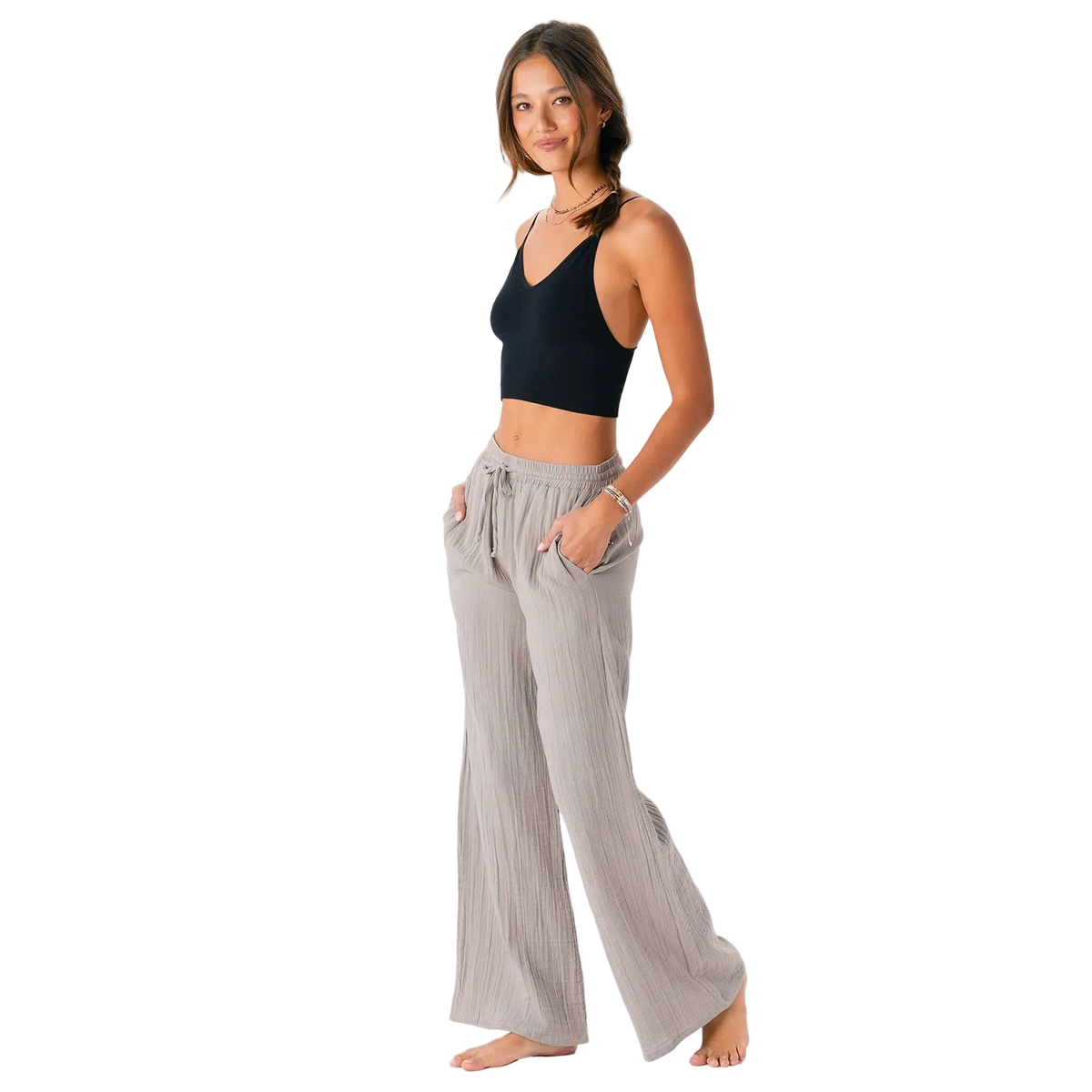 Lotus and Luna Cotton Cabana Pants - Stone