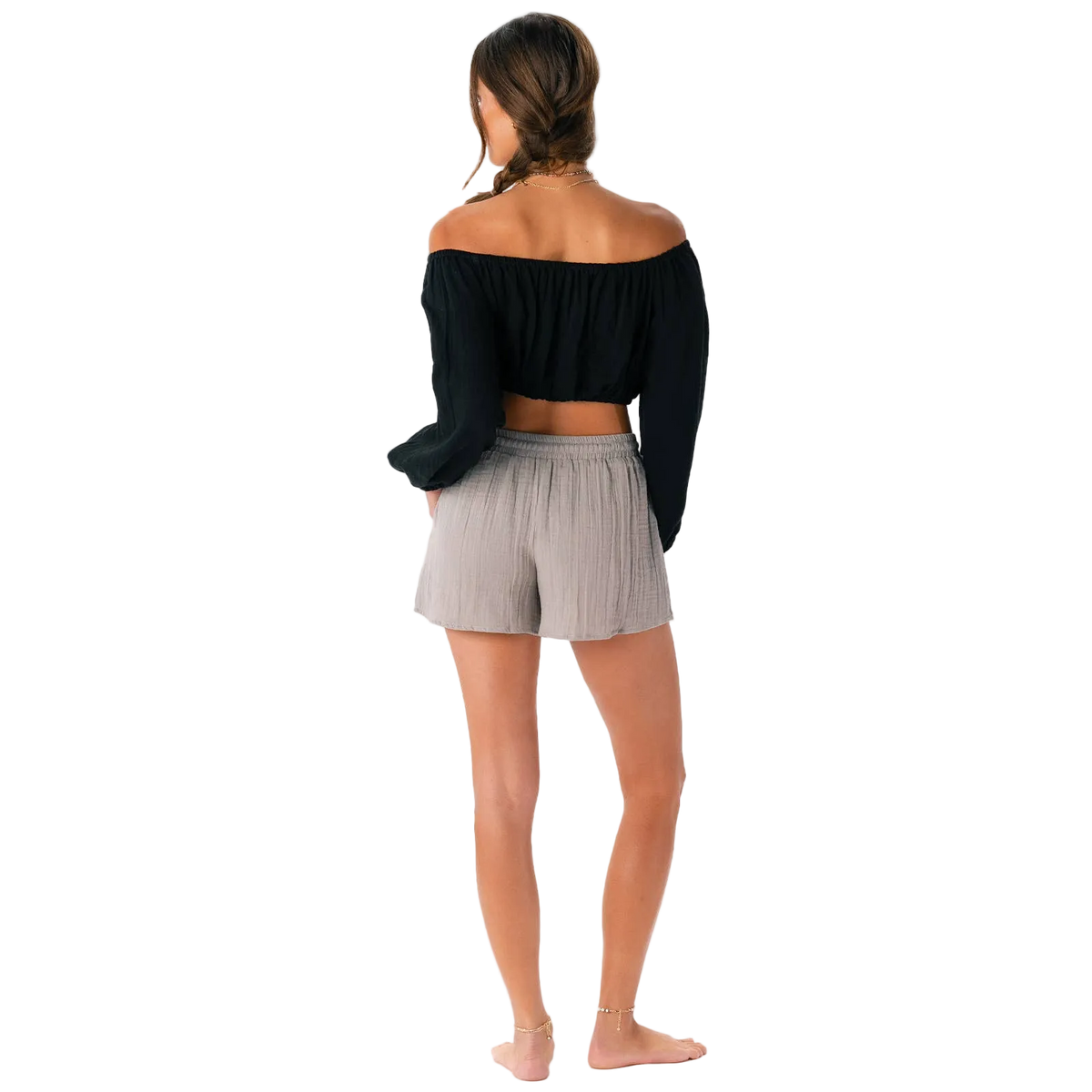 Lotus and Luna Cotton Cabana Shorts - Stone