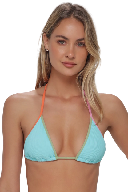 Swim Systems Trisha Triangle Bikini Top - Aqua Haze Rib