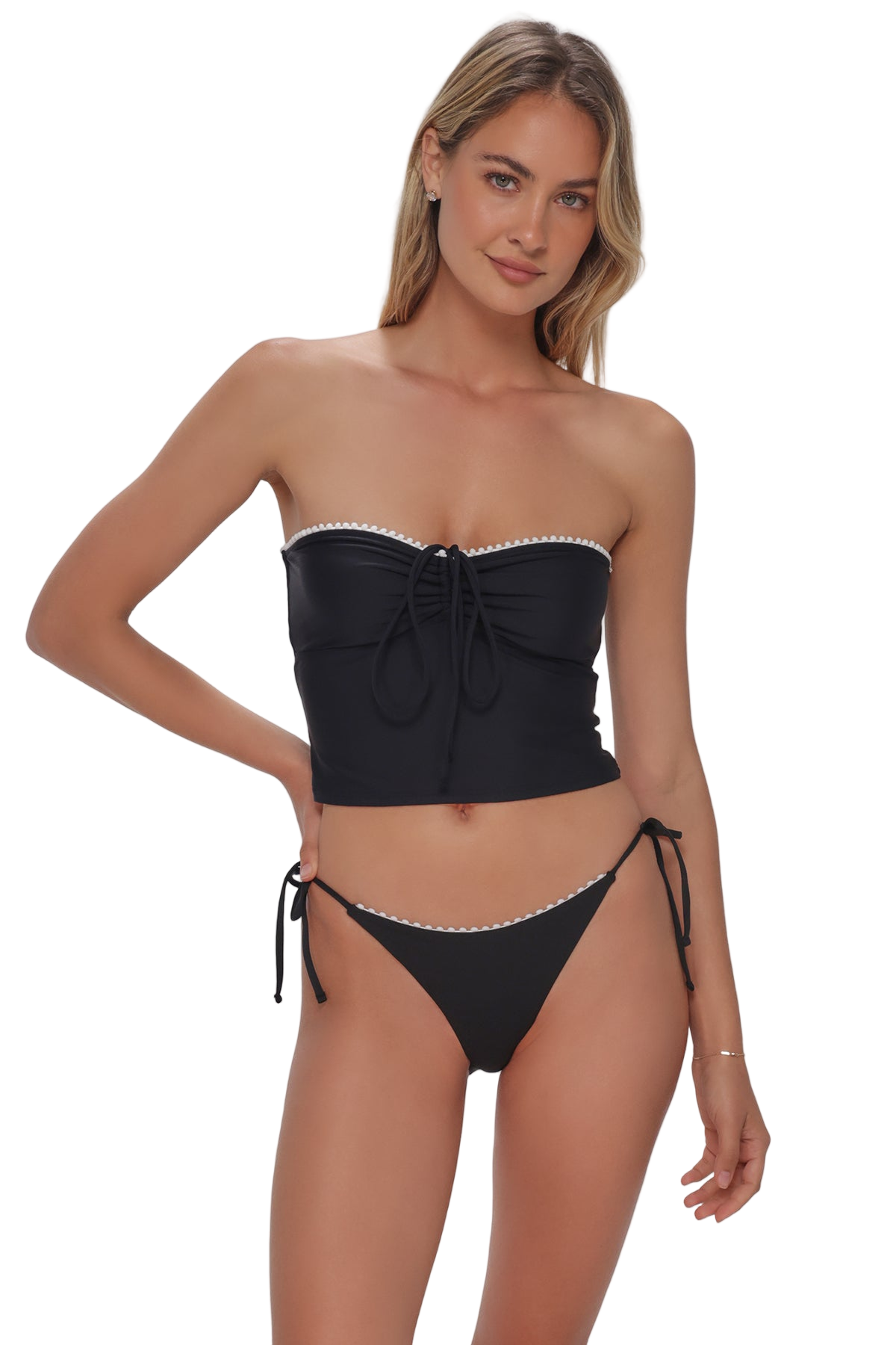 Swim Systems Pom Pom Dolly Crop Top - Black