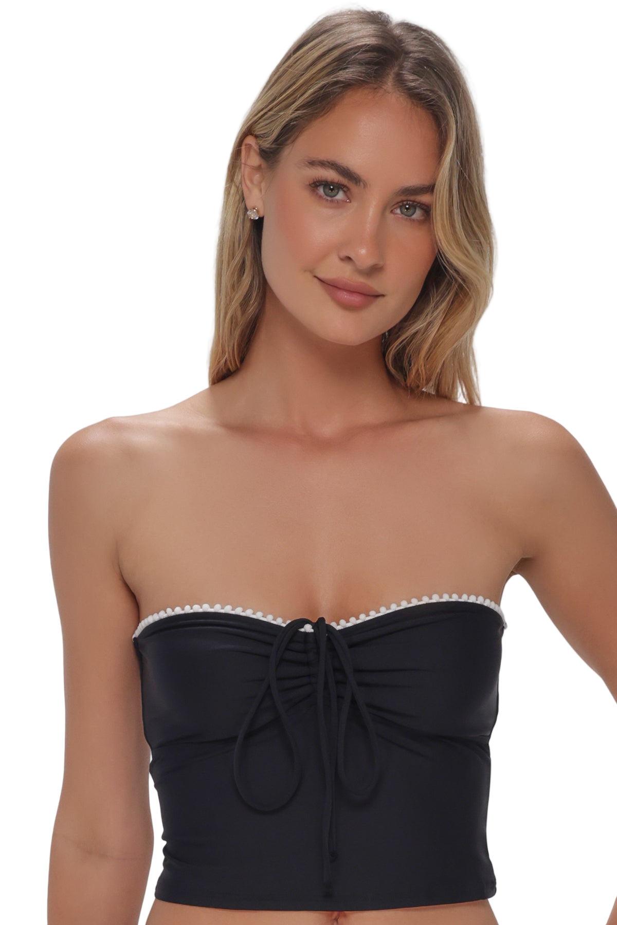 Swim Systems Pom Pom Dolly Crop Top - Black