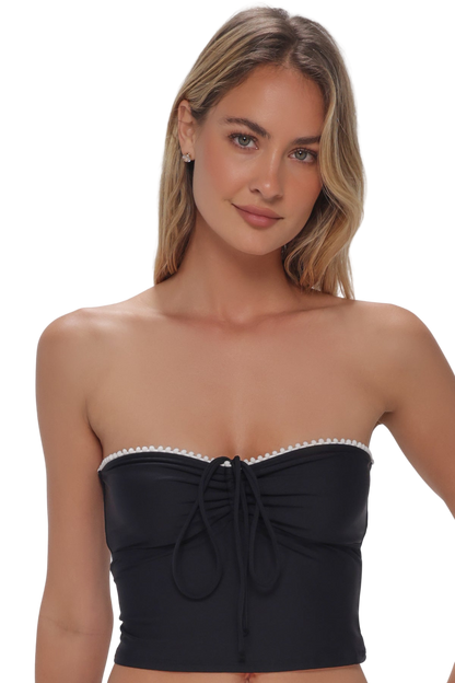 Swim Systems Pom Pom Dolly Crop Top - Black