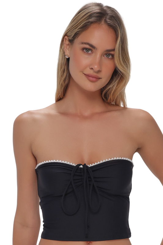 Swim Systems Pom Pom Dolly Crop Top - Black