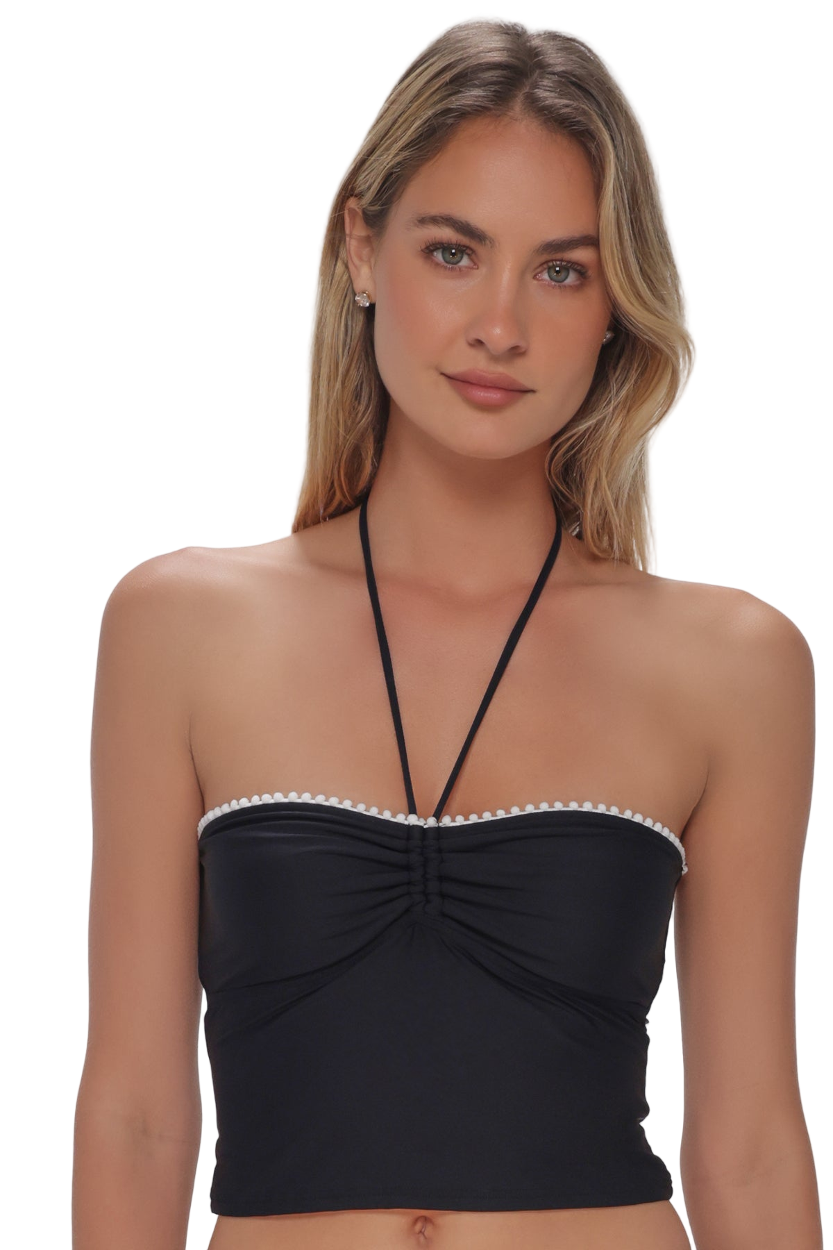 Swim Systems Pom Pom Dolly Crop Top - Black