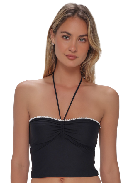 Swim Systems Pom Pom Dolly Crop Top - Black