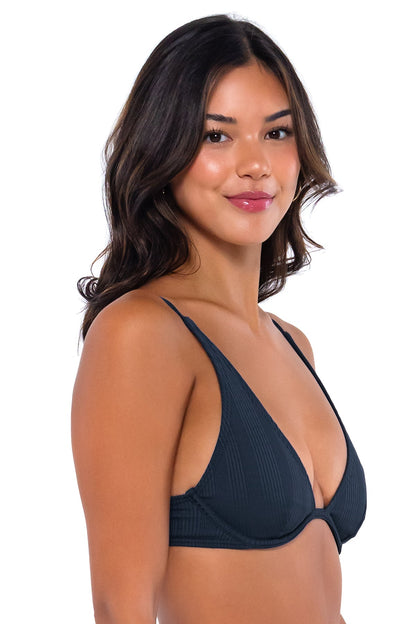 B Swim Wyatt Underwire Bikini Top - Navy Baja Rib - FINAL SALE
