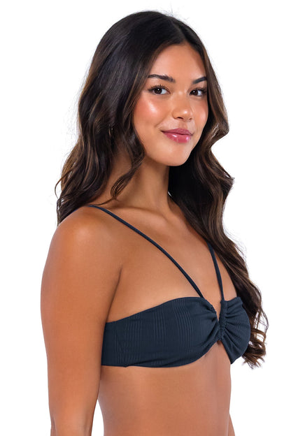 B Swim Anisa V Wire Bikini Top - Navy Baja Rib - FINAL SALE