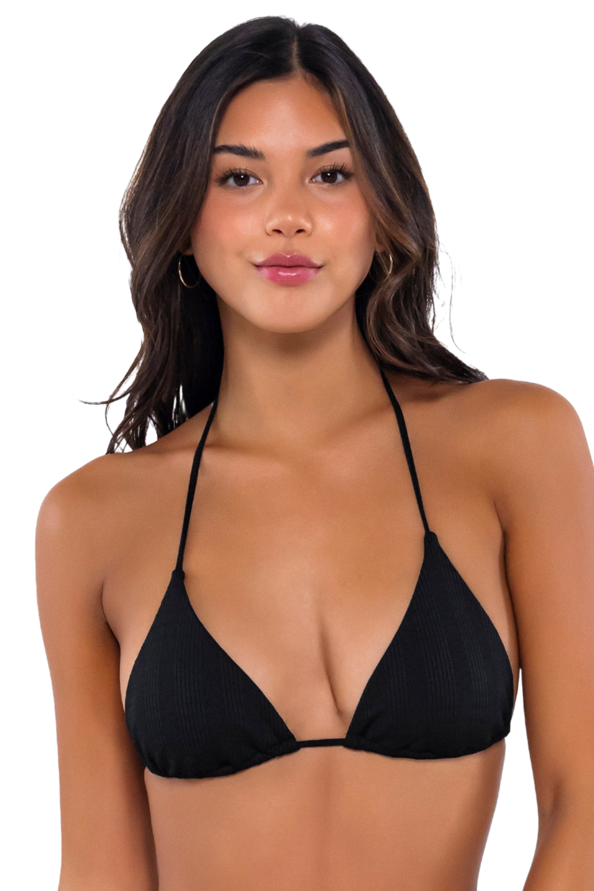 B Swim Bermuda Triangle Top -  Black Baja Rib