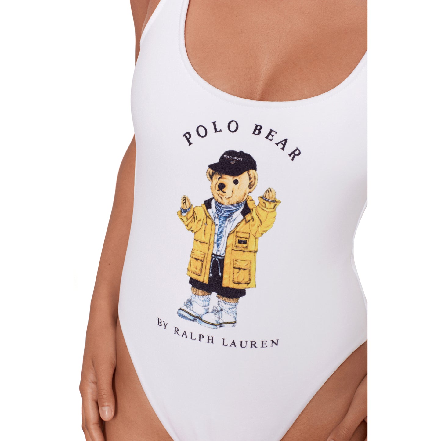 Polo Ralph Lauren Polo Bear Scoop Neck One Piece Swimsuit - White