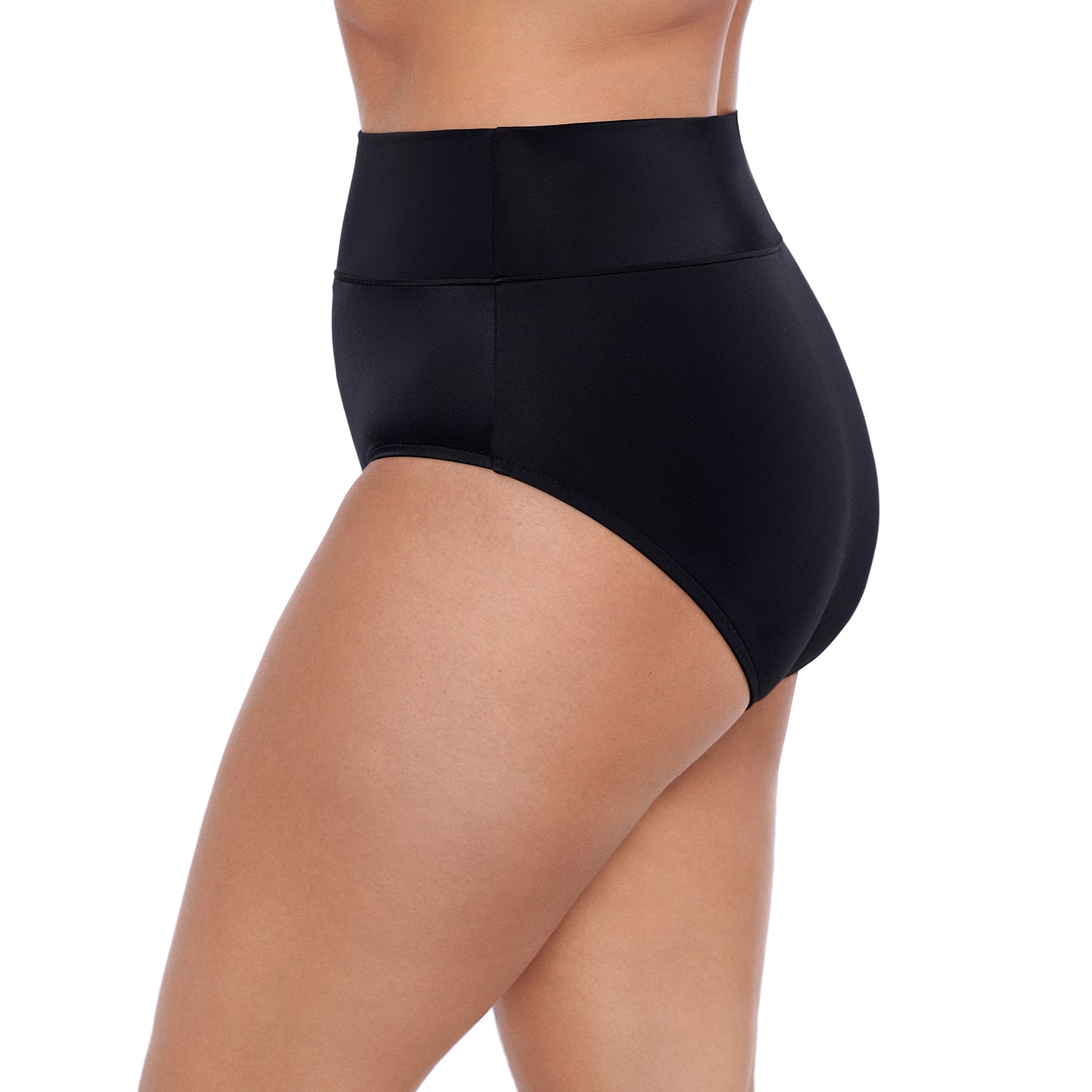 Trimshaper Solid Yoke Top Brief Swim Bottom - Black