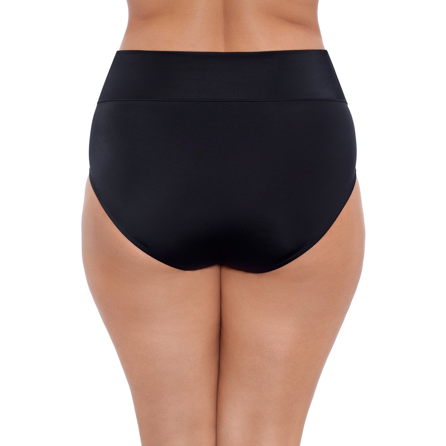 Trimshaper Solid Yoke Top Brief Swim Bottom - Black