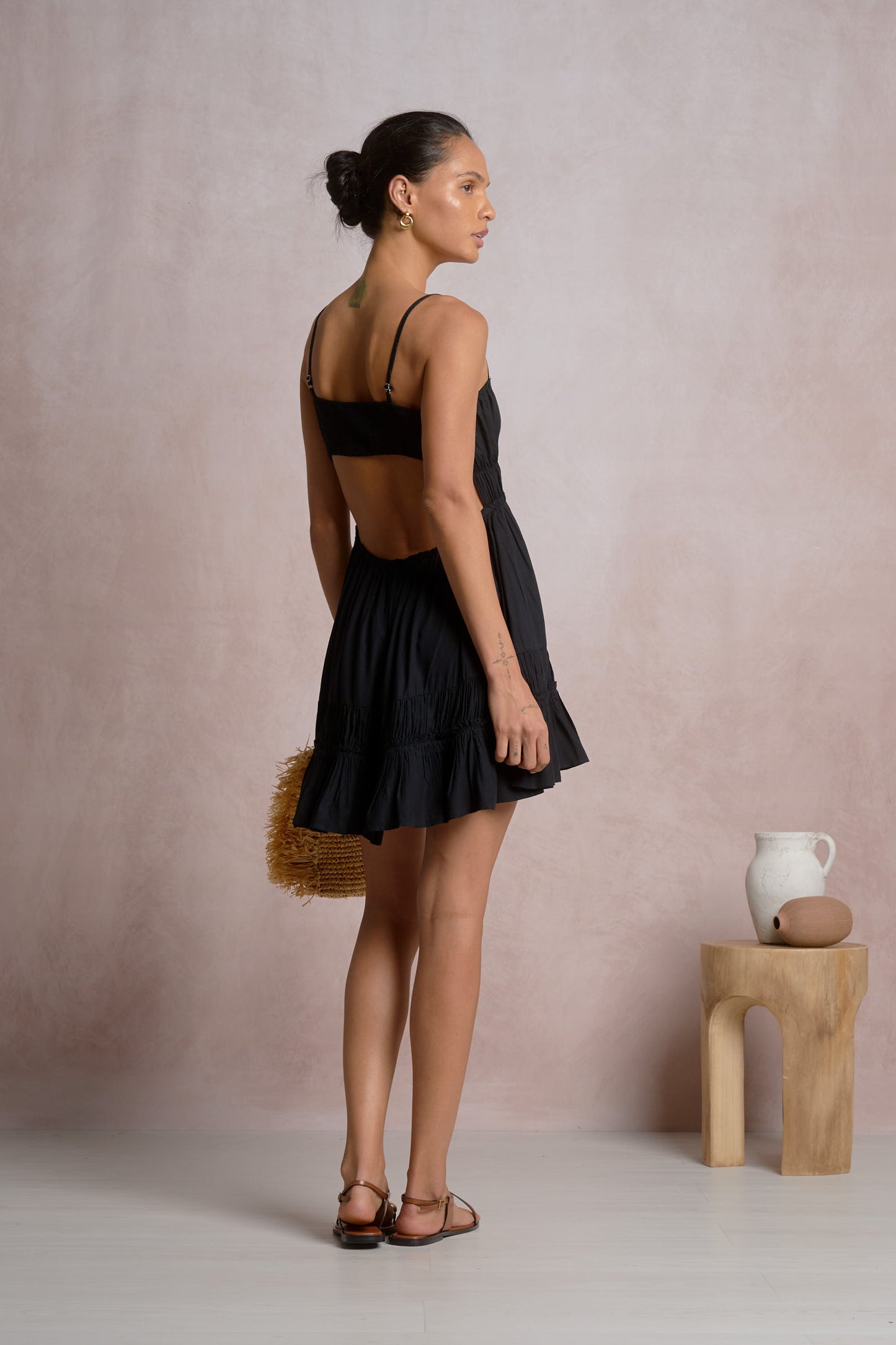 Elan Spaghetti Strap Mini Dress - Black