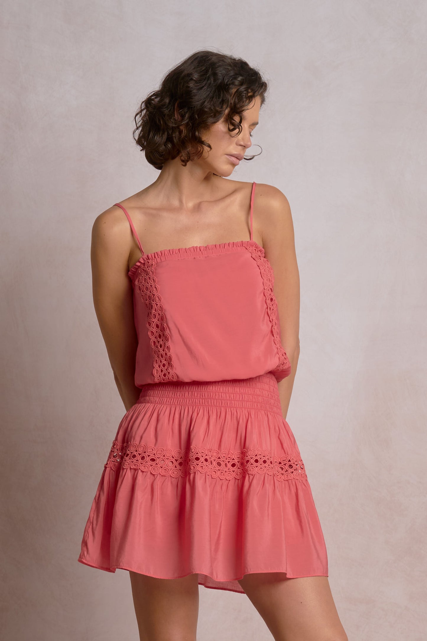 Elan Spaghetti Strap Mini Dress - Bright Pink