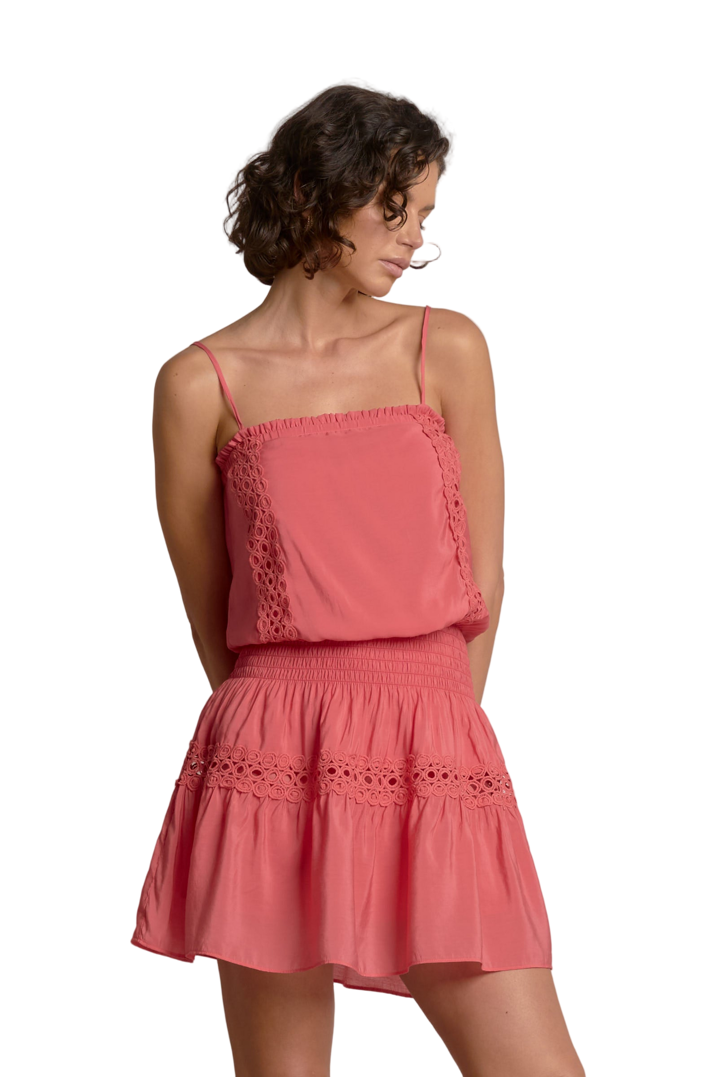 Elan Spaghetti Strap Mini Dress - Bright Pink