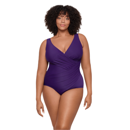 Miraclesuit Solid Womens Oceanus One Piece Swimsuit - Mulberry