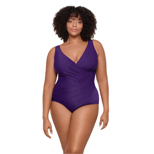 Miraclesuit Solid Womens Oceanus One Piece Swimsuit - Mulberry