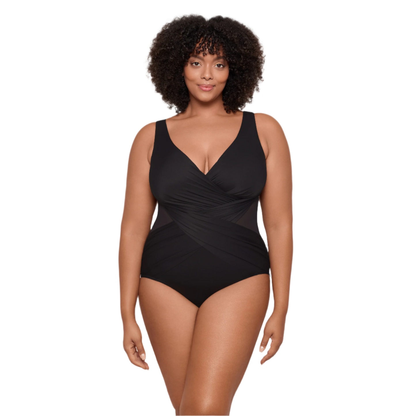 Miraclesuit Womens Illusionist Crossover Plus Size One Piece Swimsuit - Black