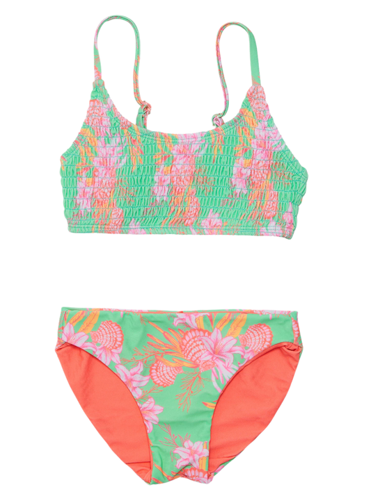 Snapper Rock Sustainable Shirred Girl's Bikini Set - Coastal Shells